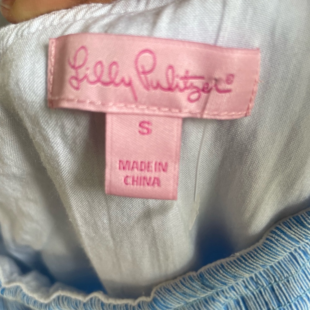 Lilly Pulitzer Emmeline One Shoulder Dress in Lapis Blue Summer Seersucker Small - Picture 5 of 6